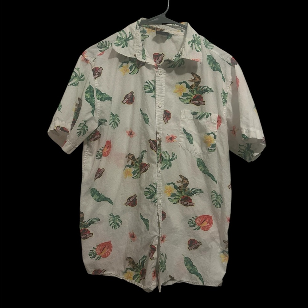 Jurassic Park Tropical button down Hawaiian shirt Medium